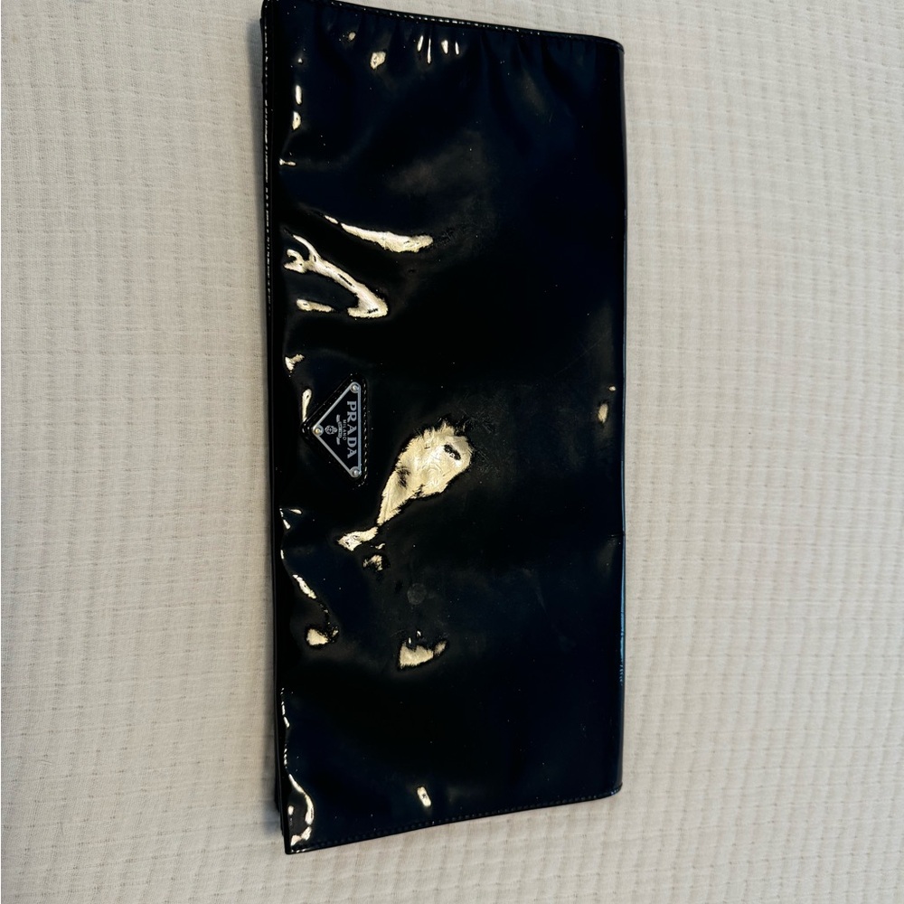 Prada Black Patent Leather Clutch